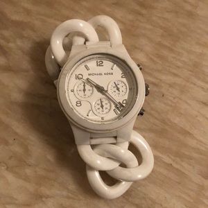 White Michael Kors Coated enamel chain link watch